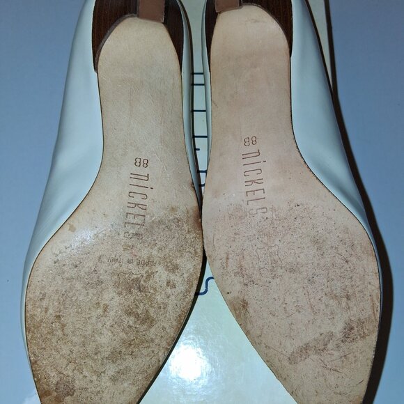 Vintage Nickels Ivory Calf Leather Italy Classic Pumps Heels w/Box NATASHA 8M - Picture 6 of 8
